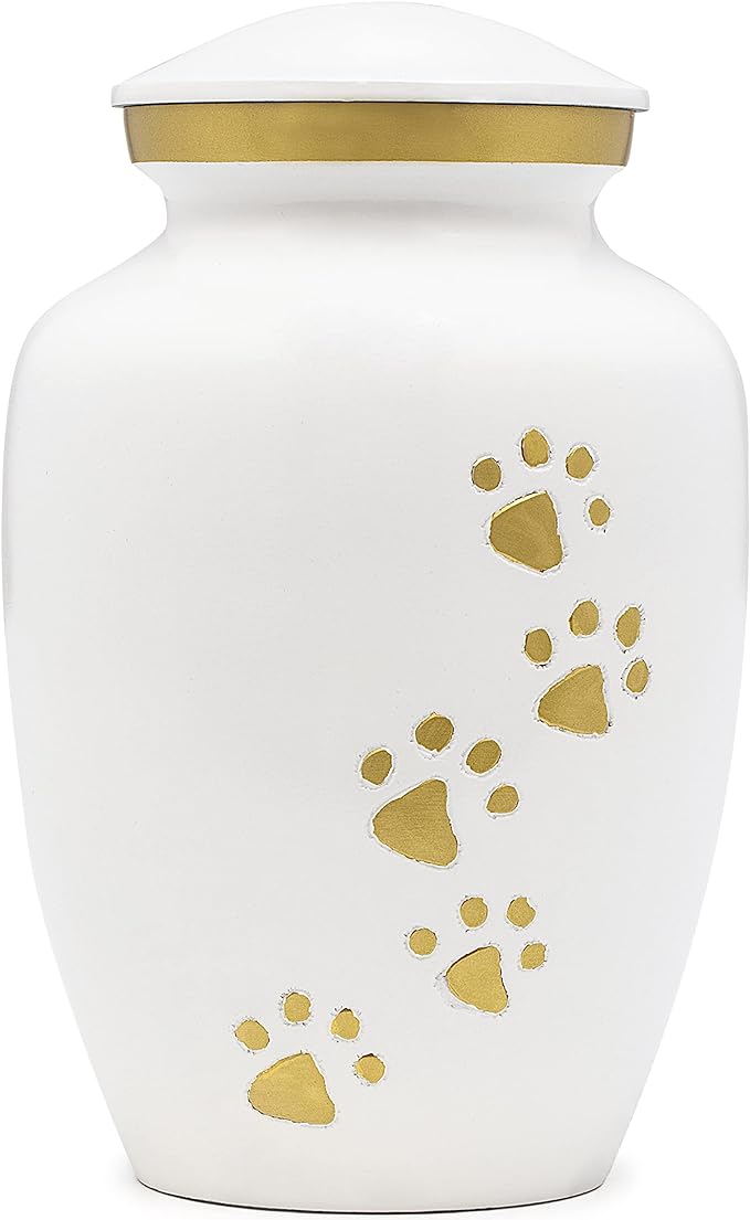 Dogs and Cats Urn with Beautiful Velvet Bag (Pearl, 8 Inches)