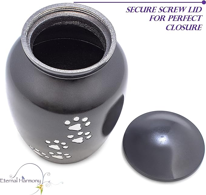 Dogs and Cats Urn with Beautiful Velvet Bag(Dark Gray, Medium)