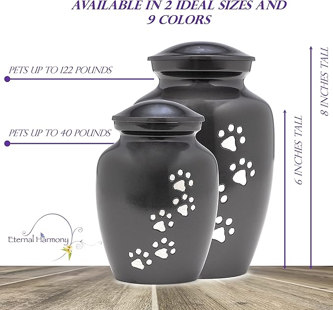 Dogs and Cats Urn with Beautiful Velvet Bag(Dark Gray, Medium)