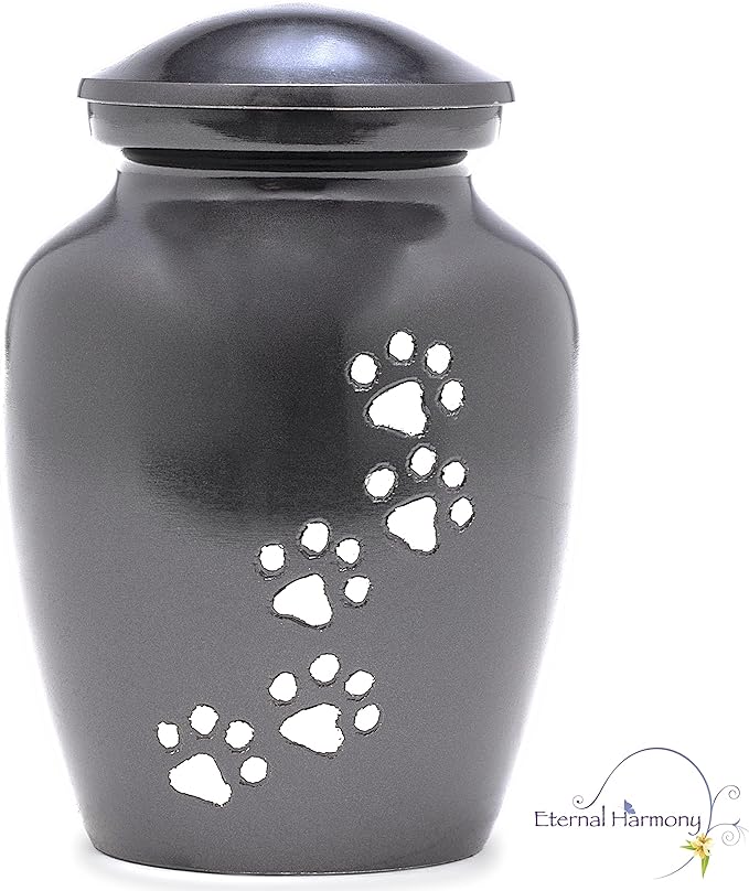 Dogs and Cats Urn with Beautiful Velvet Bag(Dark Gray, Large)
