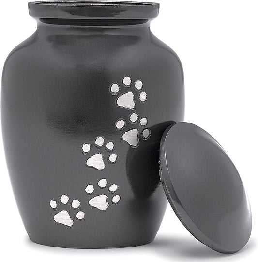 Dogs and Cats Urn with Beautiful Velvet Bag(Dark Gray, Medium)