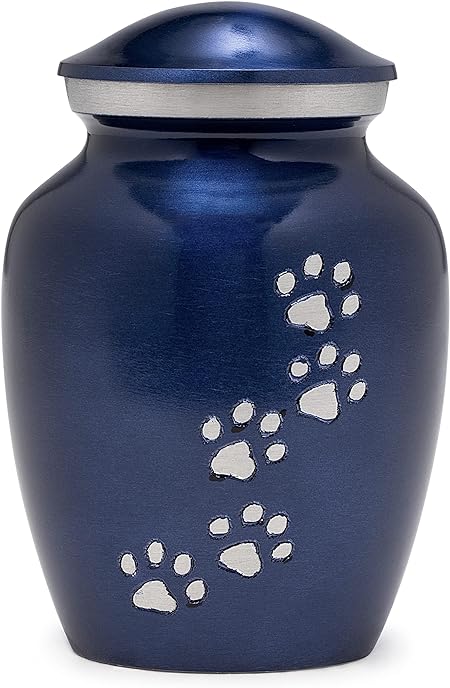 Dogs and Cats Urn with Beautiful Velvet Bag (Blue, 6 Inches)