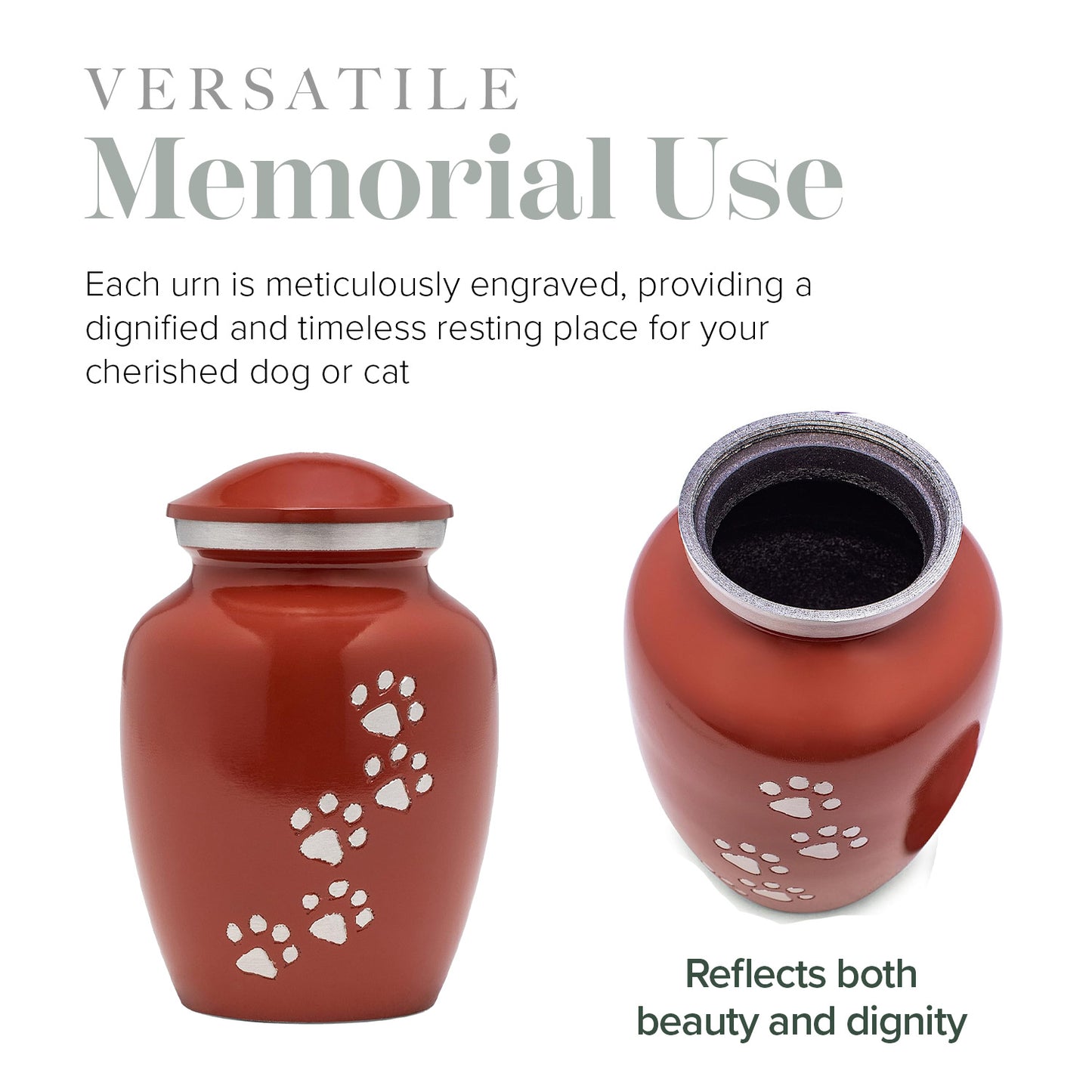 Dogs and Cats Urn with Beautiful Velvet Bag (Red, Medium)