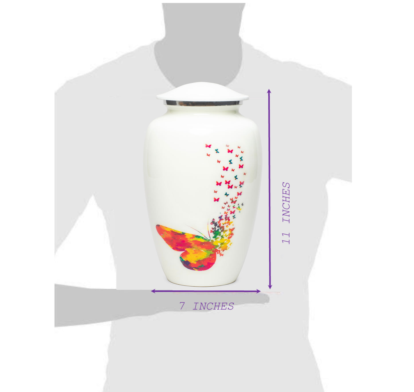 Adult Urn Large in White Mariposa