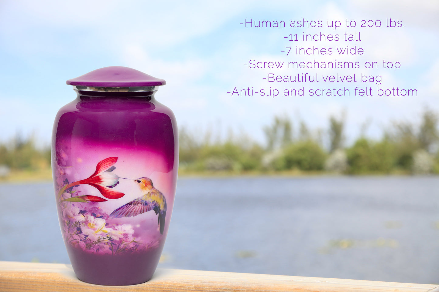 Adult Urn Large in Pruple hbird