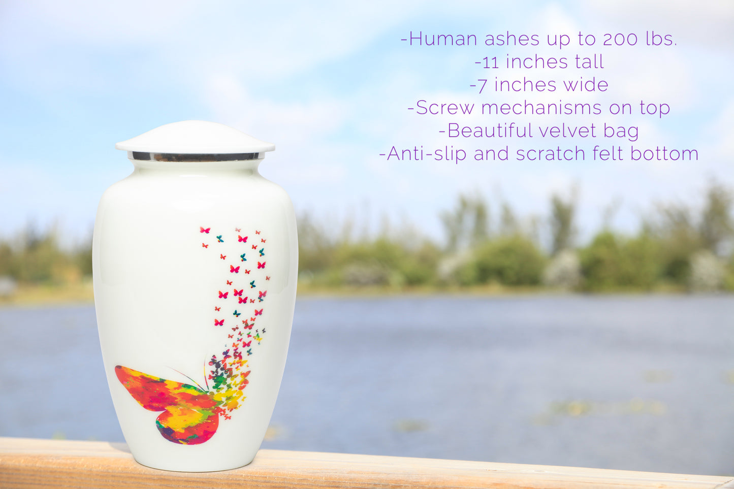 Adult Urn Large in White Mariposa