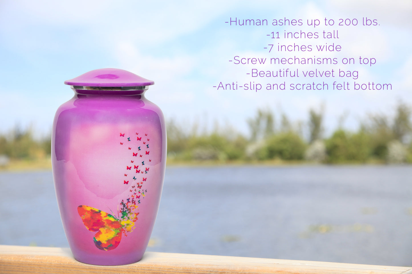 Adult Urn Large in Purple Mariposa