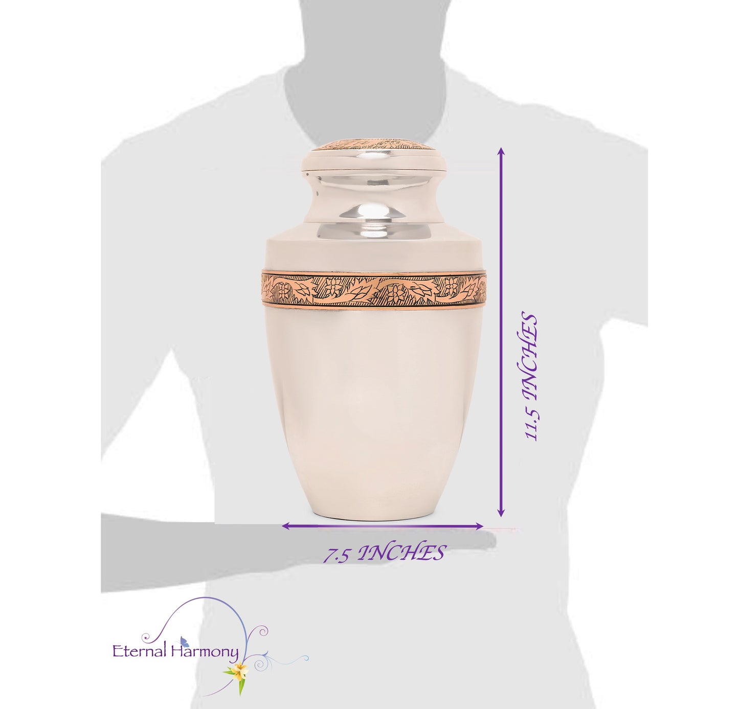 Adult Urn in Eternity Silver Gold