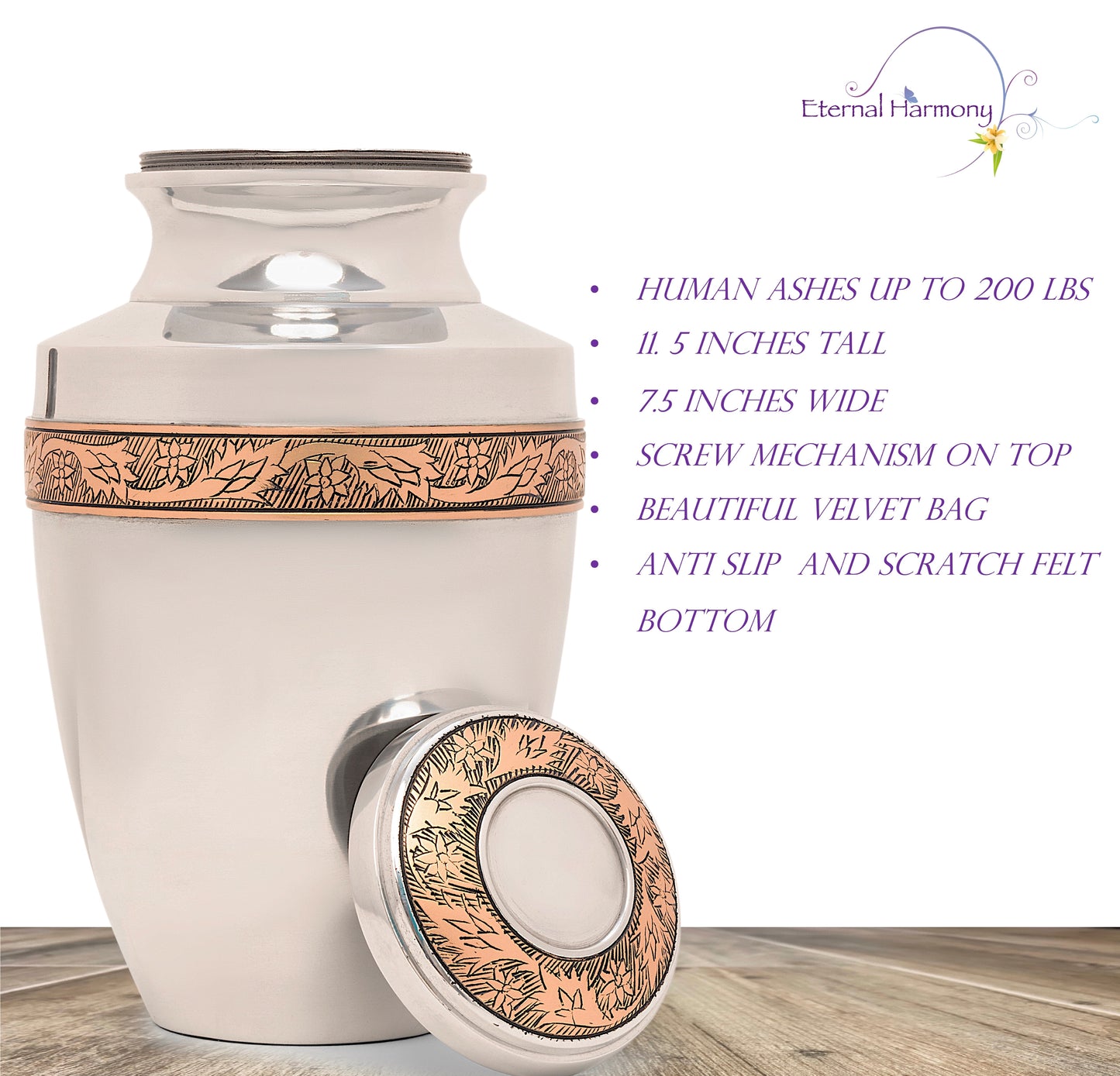 Adult Urn in Eternity Silver Gold
