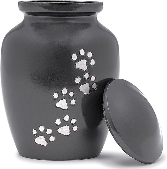 Dogs and Cats Urn with Beautiful Velvet Bag(Dark Gray, Large)