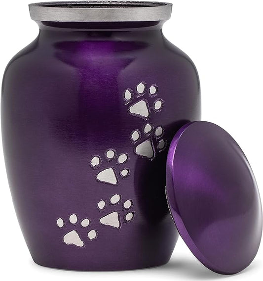 Dogs and Cats Urn with Beautiful Velvet Bag (Purple, Medium)