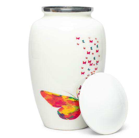 Adult Urn Large in White Mariposa