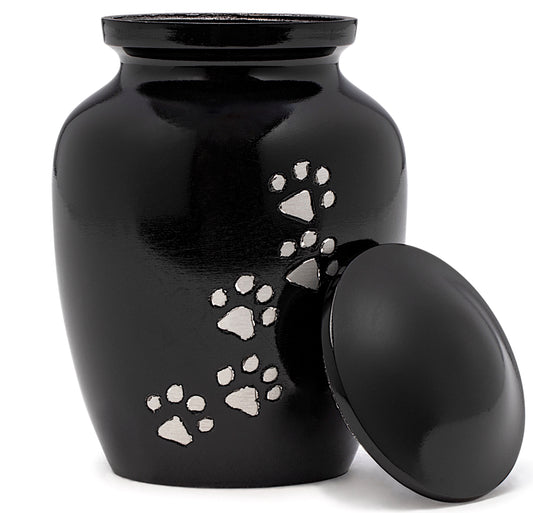 Dogs and Cat Urns with Beautiful Velvet Bag (Black, 6 Inches)